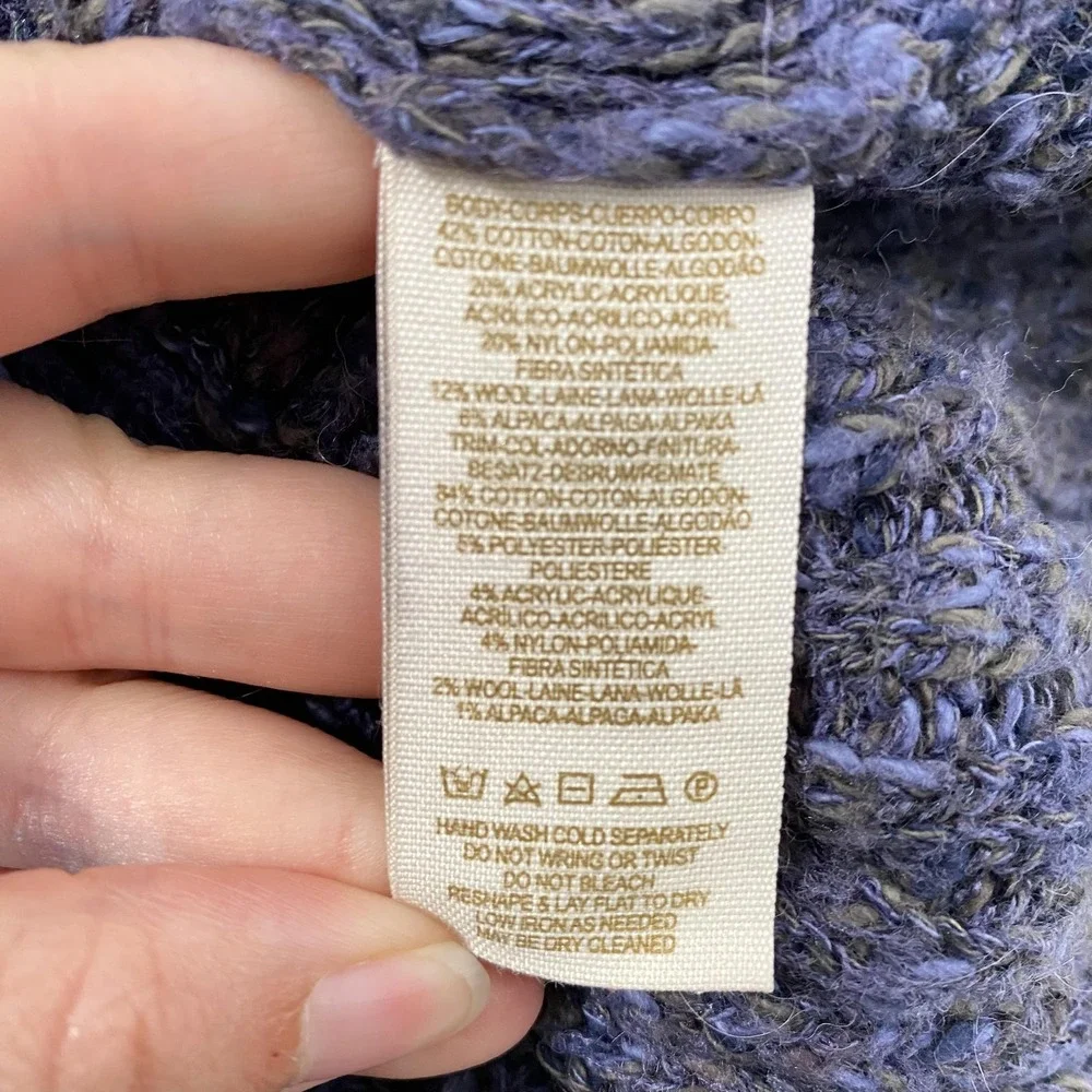 Free People Sweater Womens Large Purple Button Up Textured Cardigan Boho Knit - Picture 9 of 11